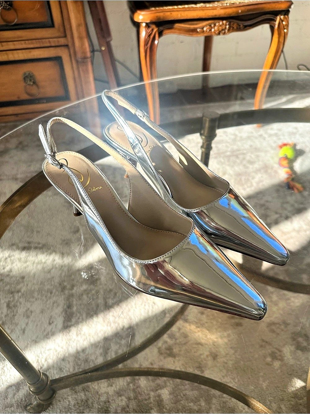 Sam Edelman Slingback Kitten Heel Pump Pumps Silver